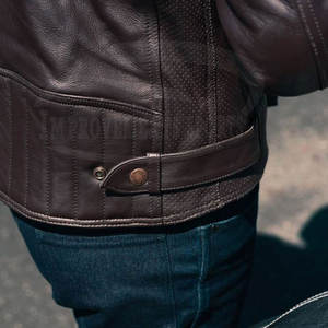 Marque distributeur Veste de moto en cuir pour hommes coupe ajustée avec fermeture éclair complète respirante options de taille plus - Product Image 5