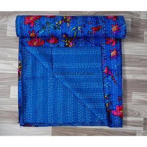 Couvre-lit Kantha imprimé réversible fait main, vintage, écologique, toutes saisons, double taille, 100 % coton biologique - Product Image 1