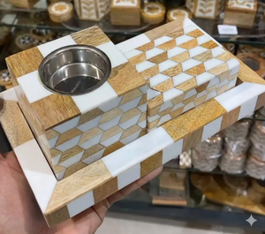 Coffret d'encens Bakhoor tendance 2026 en bois et résine fait main avec plateau en acrylique – Mubkhar de luxe festif pour Ramadan et l'Aïd, idéal pour la table - Product Image 5