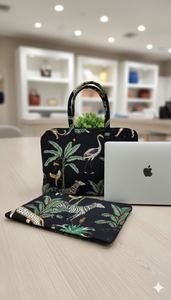 Bolso bandolera acolchado hecho a mano para portátil, moderno, negro, con estampado animal, ecológico, impermeable, duradero, ligero, con cremallera - Product Image 3