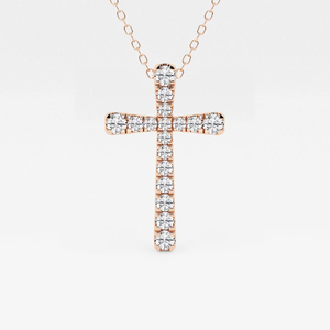 Pendentif croix élégant en diamant rond de laboratoire 2 CTW, pavé français, bijou de foi, cadeau pour femme - Product Image 6