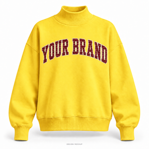Sweat-shirt surdimensionné jaune personnalisé pour femme, col montant, avec appliqué plat et logo brodé, 32 couleurs, tailles XS-3XL - Product Image 1