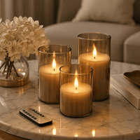 Velas LED de Cristal sin Llama, a Pilas, con Llama 3D, Juego de Velas de Cera Real para Decoración de Bodas, Venta al Por Mayor