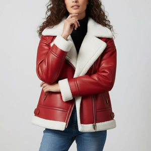 Chaqueta exterior clásica de cuero para mujer, ropa de invierno diseñada para brindar calidez, comodidad y un estilo urbano moderno. - Product Image 3