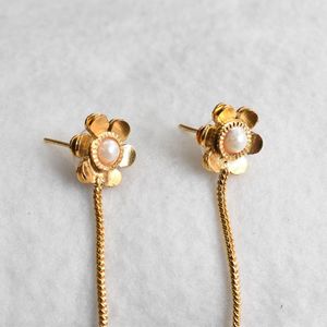 Boucles d'oreilles créoles dorées mates, ornées de pierres, style traditionnel, dernières tendances, magnifiques, pour filles et femmes. - Product Image 3