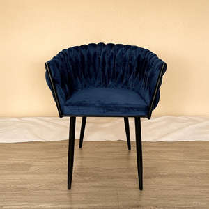 Luxury Navy <b>Blue</b> Velvet Dining <b>Chairs</b> Minimalist Design for Home Kitchen Restaurant Hotel Furniture - Product Image 1