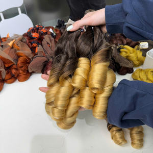 Cabello virgen vietnamita rizado y ondulado color ombre dorado para mujeres, cabello de lujo de alta calidad con precio de fábrica al por mayor, cabello de moda. - Product Image 2