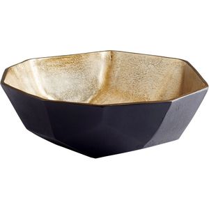 Achetez maintenant : Vase de table moderne fait main au design exclusif, finition craquelée noir et or, bol décoratif en métal, centre de table de mariage - Product Image 1