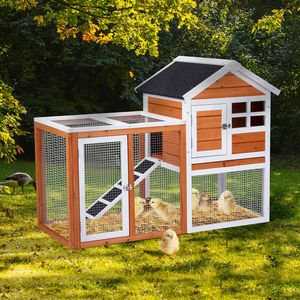 Orange Fir Wood <b>Rabbit</b> Hutch with Pull Upper Tray Indoor/Outdoor Bunny <b>Cage</b> and Chicken Coop for Guinea Pig House Pet Owners - Product Image 6