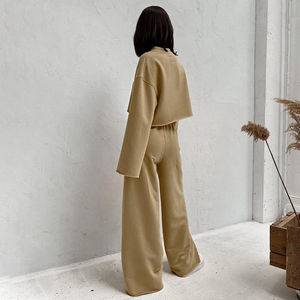 Conjunto de Ropa Deportiva para Mujer, Dos Piezas, Cintura Alta, Sudadera y Pantalones de Felpa de Algodón, Otoño Invierno - Product Image 2