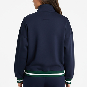 Sudadera con capucha y cremallera de un cuarto, de color liso estampado, de gran tamaño, transpirable, de forro polar grueso para mujer, ideal para otoño e invierno. ¡Venta caliente! - Product Image 4