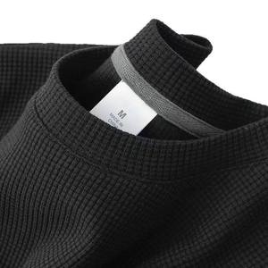 T-shirt à manches courtes pour homme, col rond, coupe classique, tricot gaufré, 100% coton, bordure contrastée, motif lettres décontracté, écologique, séchage rapide - Product Image 3