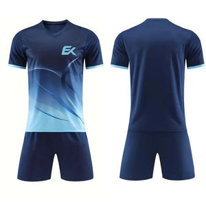 Conjunto de Camiseta de Fútbol Sublimada con Degradado Azul Marino para Hombre, Manga Corta, Absorbe la Humedad, Ajuste Atlético, Uniforme de Fútbol - Product Image 1