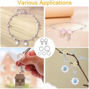 Kit de fabrication de bijoux avec 1200 anneaux de jonction – Ensemble d'anneaux de jonction ouverts et de fermoirs de collier en argent avec pince à anneaux de jonction, ouvre-anneau et pincettes - Product Image 4