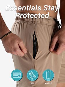 <b>Mens</b> Swim Shorts with Compression Liner 2 in 1 Solid Beach Swimming <b>Trunks</b> Breathable Quick Dry Swim Shorts with Zipper Pockets - Product Image 2