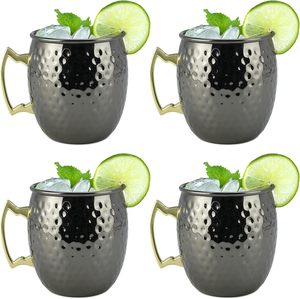 Tasses à Moscow Mule de 450 ml en acier inoxydable argenté pour cocktails, boissons mélangées, accessoires de bar, parfaites pour les boissons froides - Product Image 1