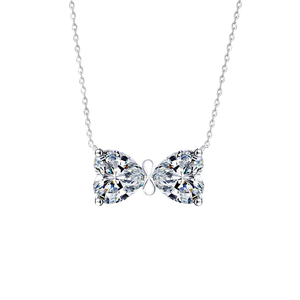 Collar con Colgante de Moissanita Mariposa, Plata 925 Bañada en Rodio, Corte Corazón, Engaste de Garra, Cadena de Caja, Joyería Romántica para Mujer - Product Image 1