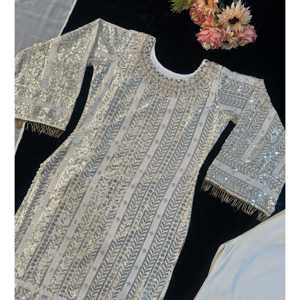 ชุดเสื้อแฟนซีและ Dupatta สำหรับผู้หญิงพร้อมงานปักสำหรับงานปาร์ตี้ - Product Image 2