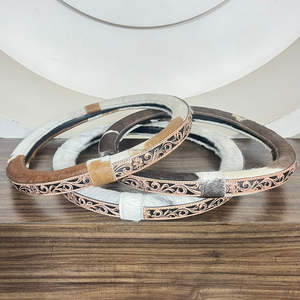 Housse de volant de voiture en cuir de vachette véritable, de haute qualité, travaillée à la main, respirante, protection du volant de voiture - Product Image 5