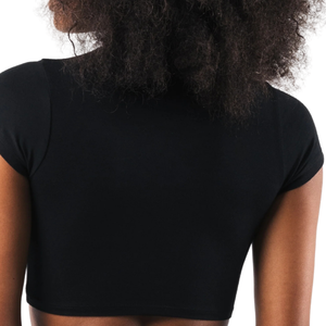 Top Corto de Manga Corta para Mujer, Negro, Elástico, para Gimnasio, Yoga, Entrenamiento - Product Image 6