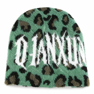 New Autumn Winter Women Outdoor Plush Mohair Beanie Knitted <b>Hat</b> Coconut Tree Jacquard Furry Cold <b>Hat</b> Custom logo Beanie <b>Hat</b> - Product Image 2