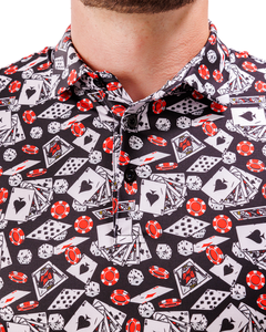 Camisa de Manga Corta Beige para Hombre con Estampado Amarillo, Tela Antiarrugas, Estilo Casual, Logotipo Frontal - Product Image 5