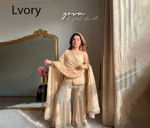 Indian & Pakistan Clothing Gharara Designs Punjabi Girl Sexy Beautiful Salwar Suit Neck Designs Sarara Woman Dress real Mirror - Product Image 1