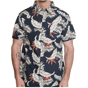 Chemise d'été pour homme en polyester/coton respirant, imprimé floral, manches courtes, style hawaïen, vêtements de plage d'été - Product Image 2