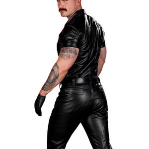 Leather Uniform <b>Pant</b> <b>Black</b> Classic <b>Black</b> Leather <b>Pants</b> Designed for Versatility and Comfort with A Sleek Uniform Look - Product Image 4