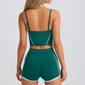 Running Workout Sleeveless Leggings Sports Yoga Clothing Sportswear Outfit Female Fitness Top High Waist 2 Piece Shorts <b>Set</b> - Product Image 5