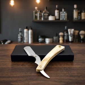Rasoir IKZARSA de haute qualité en acier inoxydable avec manche en os, lame unique pour usage professionnel en salon de coiffure, rasage du visage et de la tête pour hommes - Product Image 5