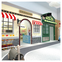Casa de Juego de Madera con Temática de Mini Ciudad para Niños y Padres, Equipo de Juego de Rol Interior para Cafetería, Ciudad, Restaurante para Niños