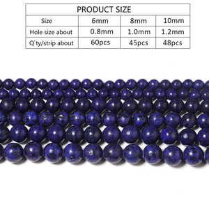 Perles rondes en cristal de Lapis Lazuli et verre soufflé, 10 mm, semi-finies, accessoires de bijoux DIY, ajoutez de la couleur à vos créations - Product Image 3