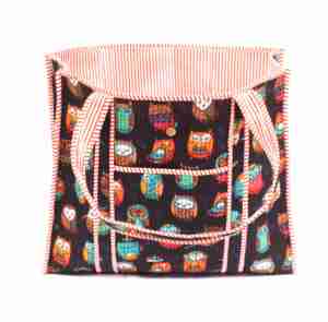 Bolsa de Mano de Algodón Acolchada Hecha a Mano con Estampado de Búho, 18x18 Pulgadas, Cierre de Botón, Diseño Bohemio Informal, Gran Capacidad - Product Image 4