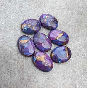 Cabujón de Cobre Púrpura Turquesa Ovalado con Base Plana, Gema Calibrada, Piedra Suelta para Fabricación de Joyas y Suministros de Artesanía - Product Image 4