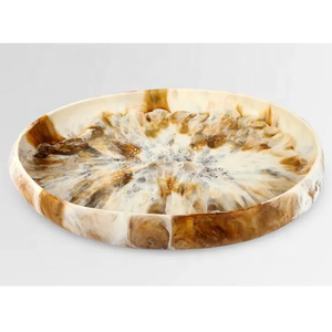 Assiette à soupe moderne et élégante en résine, style américain, durable, assiettes en terre cuite, accessoires pour fruits, texture marbre, pour fêtes et usage alimentaire - Product Image 6
