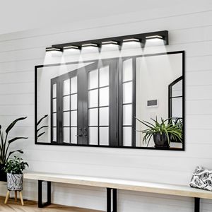 Applique da Parete a 6 Luci LED dal Design Moderno e Minimalista, Efficiente dal Punto di Vista Energetico, Nera, per Specchio da Bagno - Product Image 4