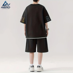Ensemble deux pièces d'été pour homme : T-shirt imprimé lettres et short à cordon – Tenue décontractée streetwear, survêtement assorti deux pièces - Product Image 3