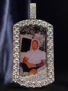 Moissanite Photo Pendant Custom Round <b>Memorial</b> Picture <b>Frame</b> Charms 925 Silver Hip Hop VVS Iced Out Custom Engraved Pendant - Product Image 2