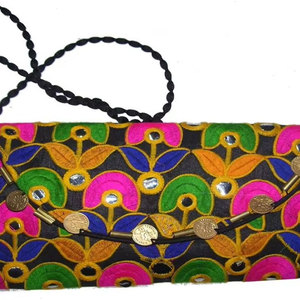 COIN DECORATION MEDIUM SIZE ETHNIC CLUTCH <b>BAG</b> Traditional Handmade <b>Boho</b> Evening Purse Vintage Tribal Party Handbag Women Fashion - Product Image 6