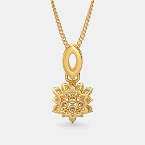 Yellow Gold Floral Lab Grown Diamond Cluster Pendant Necklace - Product Image 3