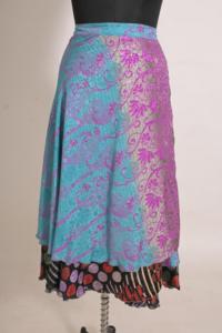 Vintage Handmade Floral Printed <b>Silk</b> Wrap <b>Skirt</b> for Women Natural Waist Ankle-Length All Season Everyday Wear - Product Image 1