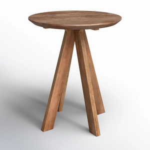 Table de restaurant pliante en bois de manguier massif, finition naturelle, forme ronde, 4 pieds, facilement déplaçable, pour café, bar, bistrot, 2 à 4 places - Product Image 3
