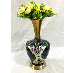 Pot de fleur imprimé en fer noir Vase à fleurs en métal moderne pour la décoration de la maison et la décoration de mariage - Product Image 1