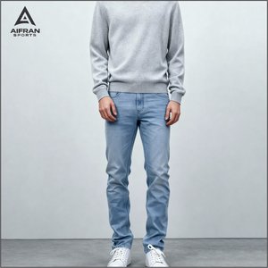 Aifran Jeans de Mezclilla para Hombre de Alta Calidad, Corte Ajustado, Elásticos, Azules y Negros, Precio de Fábrica al por Mayor - Product Image 5