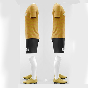 Custom Sublimation Soccer Uniform Set Yellow V-Neck Short Sleeve Moisture Wicking Men's Team Kit All Seasons <b>Athletic</b> Fit - Product Image 2