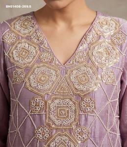 Gorgeous Looking Chinon with <b>Beads</b>-Pearl-Sequin work Readymade Short Suit-Plazzo-Latkan Dupatta Set Collection Indian Exporter - Product Image 4