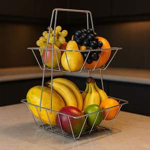 Panier à fruits classique en fer pour la décoration traditionnelle de la cuisine, le rangement des fruits et la présentation sur la table à manger - Product Image 1