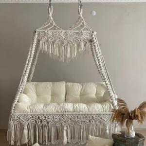Cama Columpio de Macramé para Interiores y Exteriores, Silla Colgante, Cama Columpio Colgante para Porche, Hamaca de Jardín, Hängesessel, Silla Hamaca de Macramé - Product Image 1
