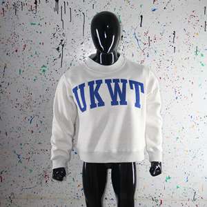 <b>UK</b> WT ASH GREY Mock Neck <b>Sweatshirt</b> 100% BLUE Applique Embroidery wide neck <b>Sweatshirt</b> Finer Threads - Product Image 4